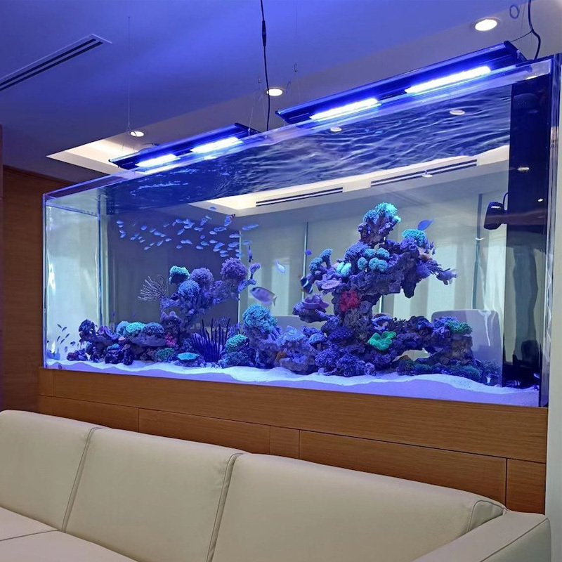 【Customized】Large acrylic curved ecological ornamental seawater fish tank