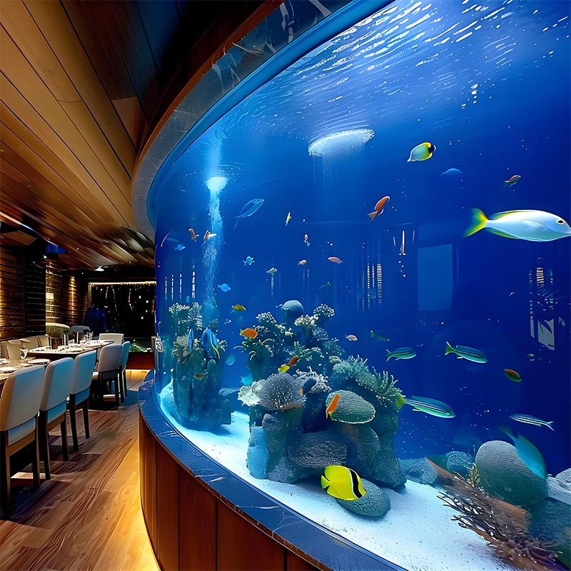 【Customized】Large acrylic curved ecological ornamental seawater fish tank