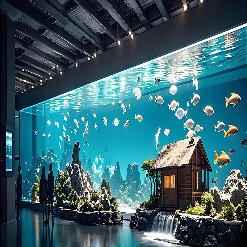 【Customized】large fish pond with transparent acrylic viewing window