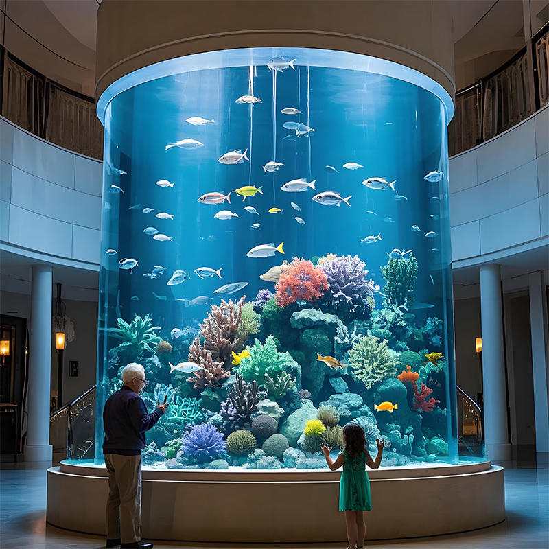 【Customized】 large cylindrical acrylic fish tank with high light transmittance