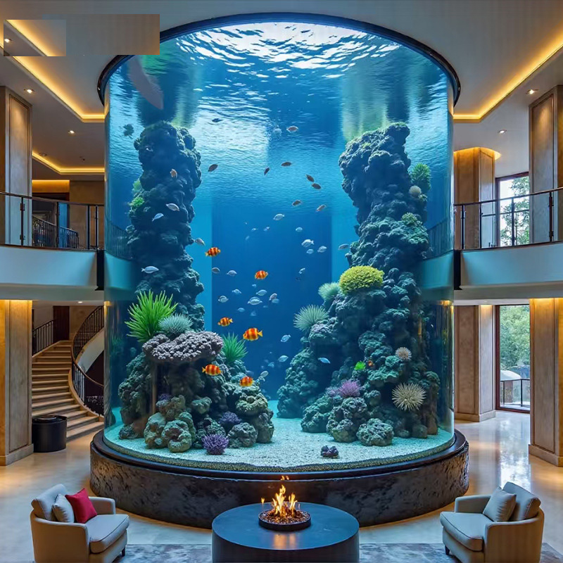 【Customized】Large ecological acrylic landscape fish tank suitable for hotels