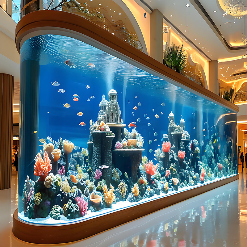 【Customized】Large ecological acrylic landscape fish tank suitable for hotels