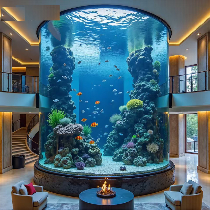 【Customized】Large ecological acrylic landscape fish tank suitable for hotels