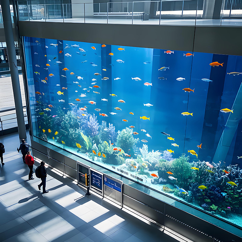 【Customized】Large cylindrical acrylic fish tank   bottom filtration system