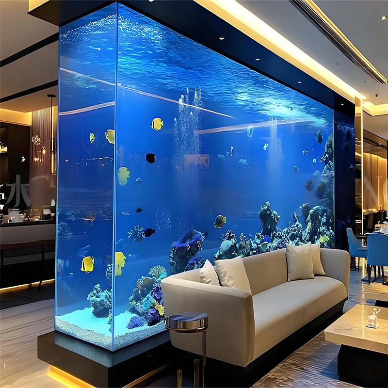 【Customized】 Commercial irregular-shaped acrylic fish tank with good light transmission