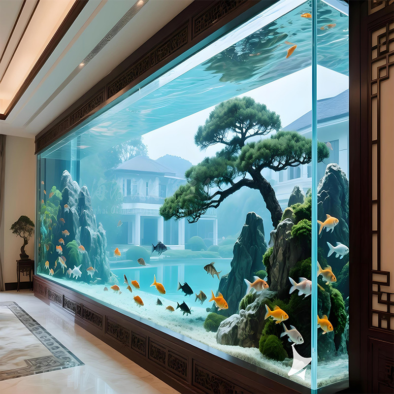 【Customized】Large cylindrical acrylic fish tank   bottom filtration system