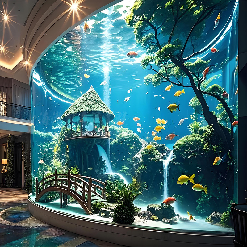 【Customized】Large Embedded Acrylic Ecological Aquarium for Oceanarium Exhibition