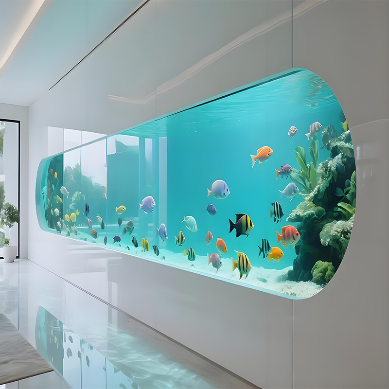 【Customized】acrylic fish tank for villas: high pressure resistance and high transparency