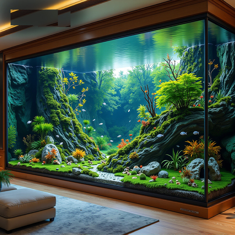 【Customized】Large acrylic curved ecological ornamental seawater fish tank