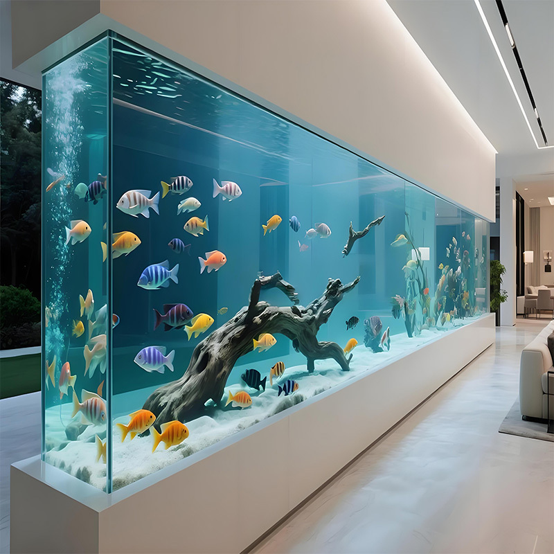 【Customized】Large ecological landscape organic glass fish tank  free design
