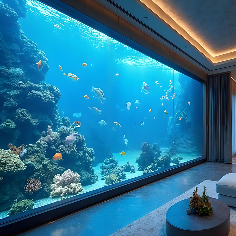 【Customized】large fish pond with transparent acrylic viewing window