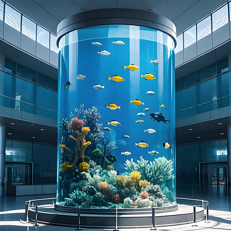 【Customized】 large cylindrical acrylic fish tank with high light transmittance