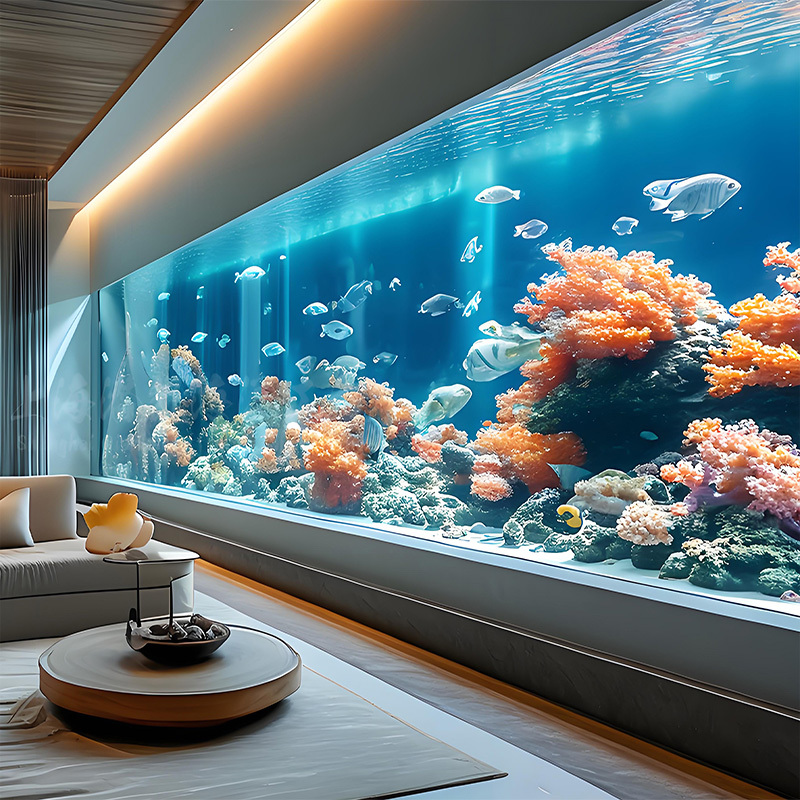 【Customized】 Commercial irregular-shaped acrylic fish tank with good light transmission