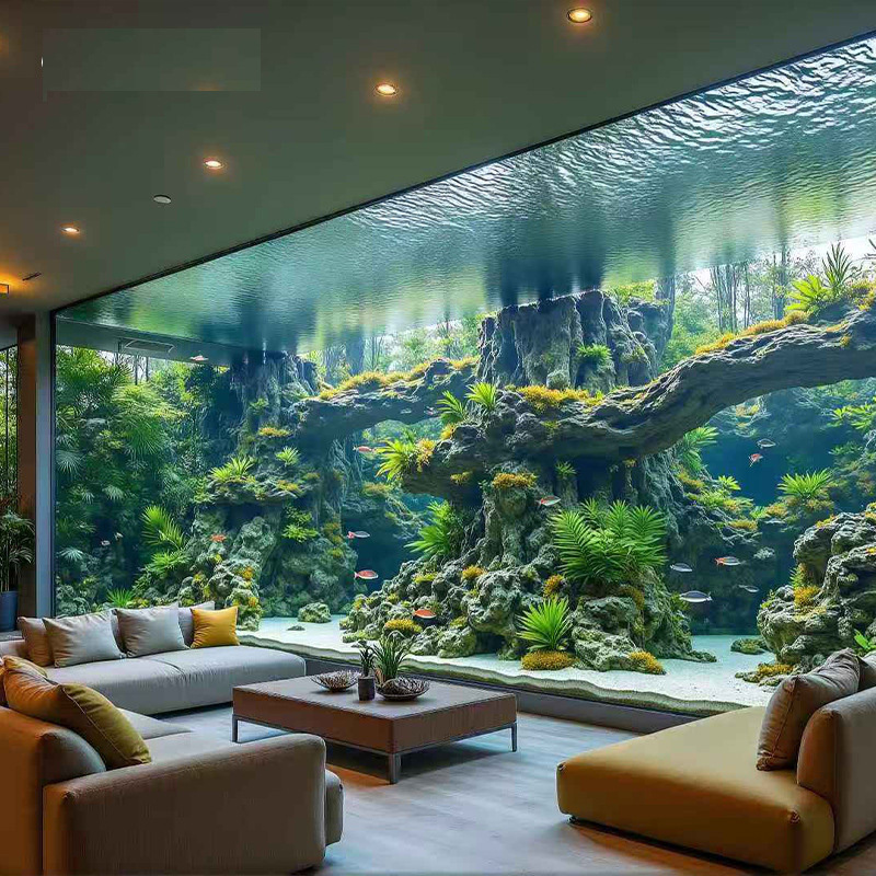 【Customized】Large acrylic curved ecological ornamental seawater fish tank