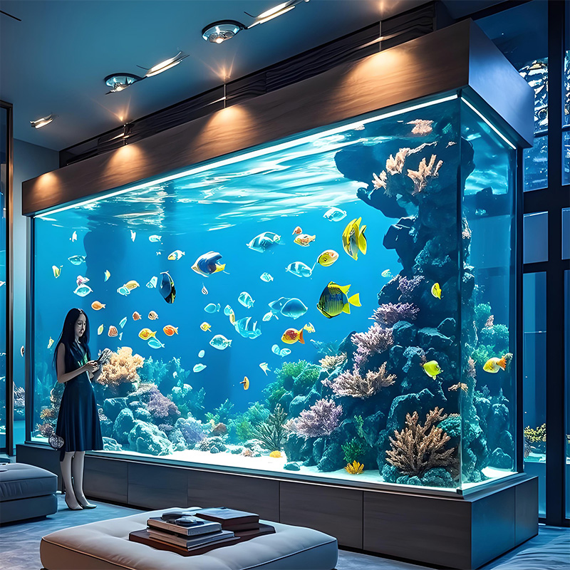 【Customized】Large ecological landscape organic glass fish tank  free design