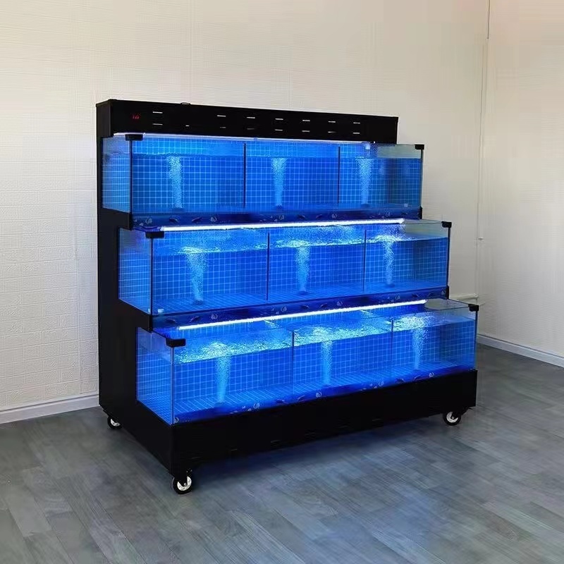 【Customized】 Three-layer trapezoidal mobile seafood tank with high ornamental value and easy installation