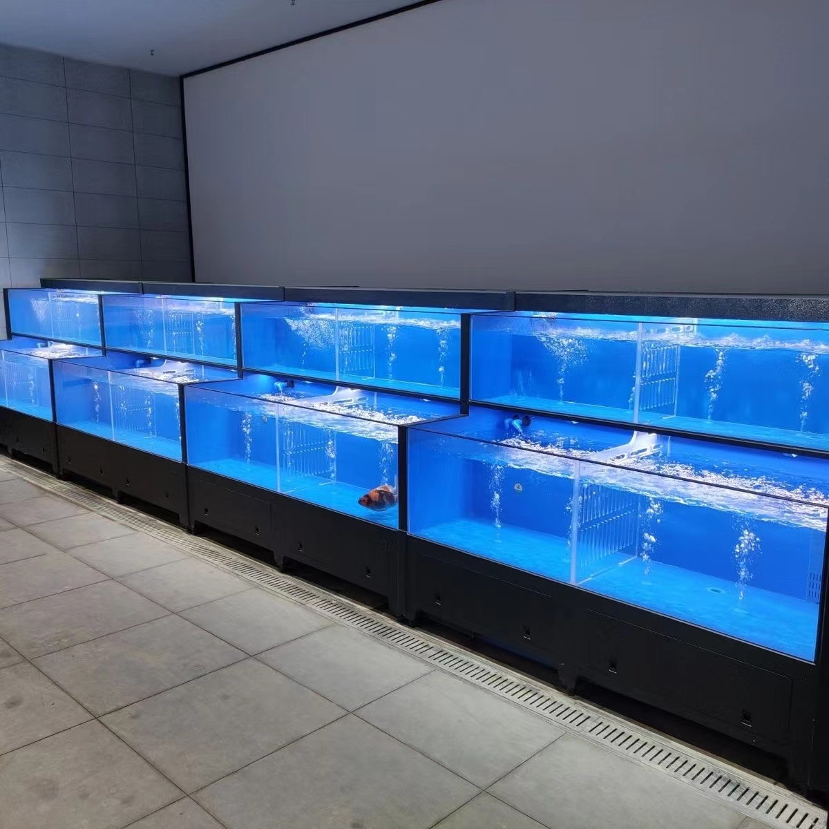 【Customized】 Three-layer trapezoidal mobile seafood tank with high ornamental value and easy installation