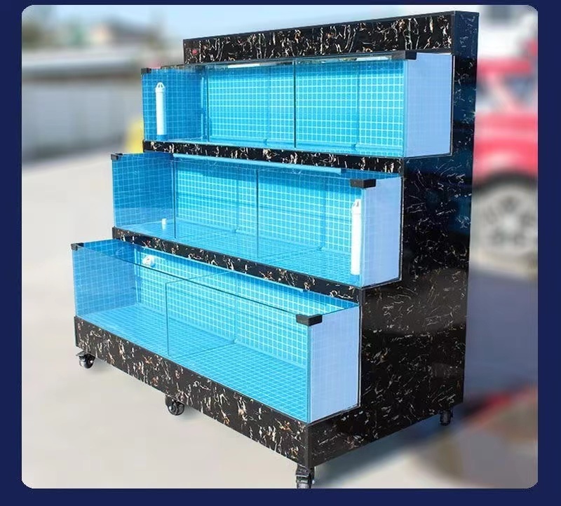 【Customizable to any size】 Glass seafood tank with accompanying filtration system and refrigeration unit