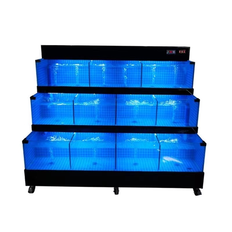 【Customized】Large commercial seafood pool  bottom filtration system  two-layer dry and wet separation
