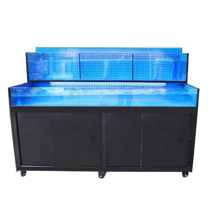 【Customized】Large commercial seafood pool  bottom filtration system  two-layer dry and wet separation