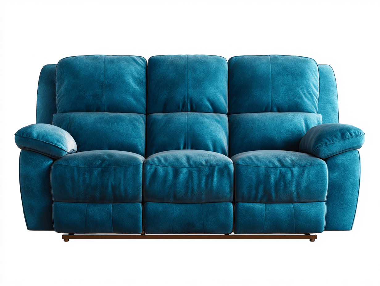 Canapé relax 3 places en tissu bleu canard – accoudoirs moelleux – style contemporain-Nestete
