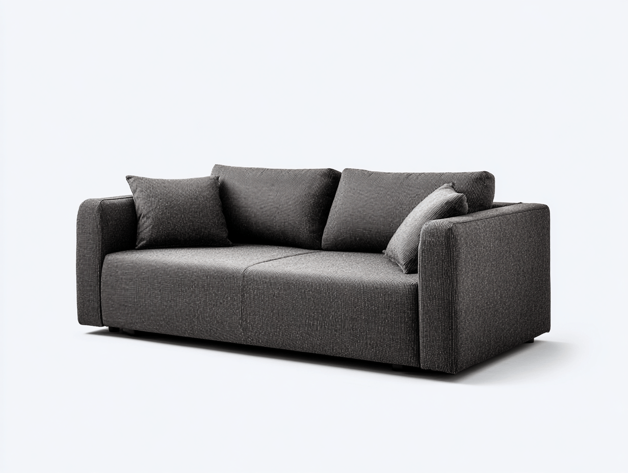 Canapé-lit 3 places en tissu gris foncé – convertible – avec coussins – design moderne-Nestete