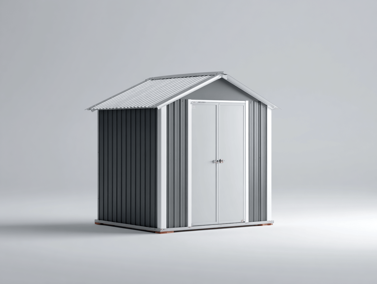 Abri de jardin en métal – gris avec double porte – toiture à pignon étanche-Nestete