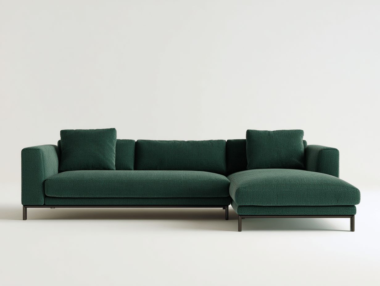 Canapé d'angle tissu – vert foncé – style moderne avec méridienne gauche-Nestete