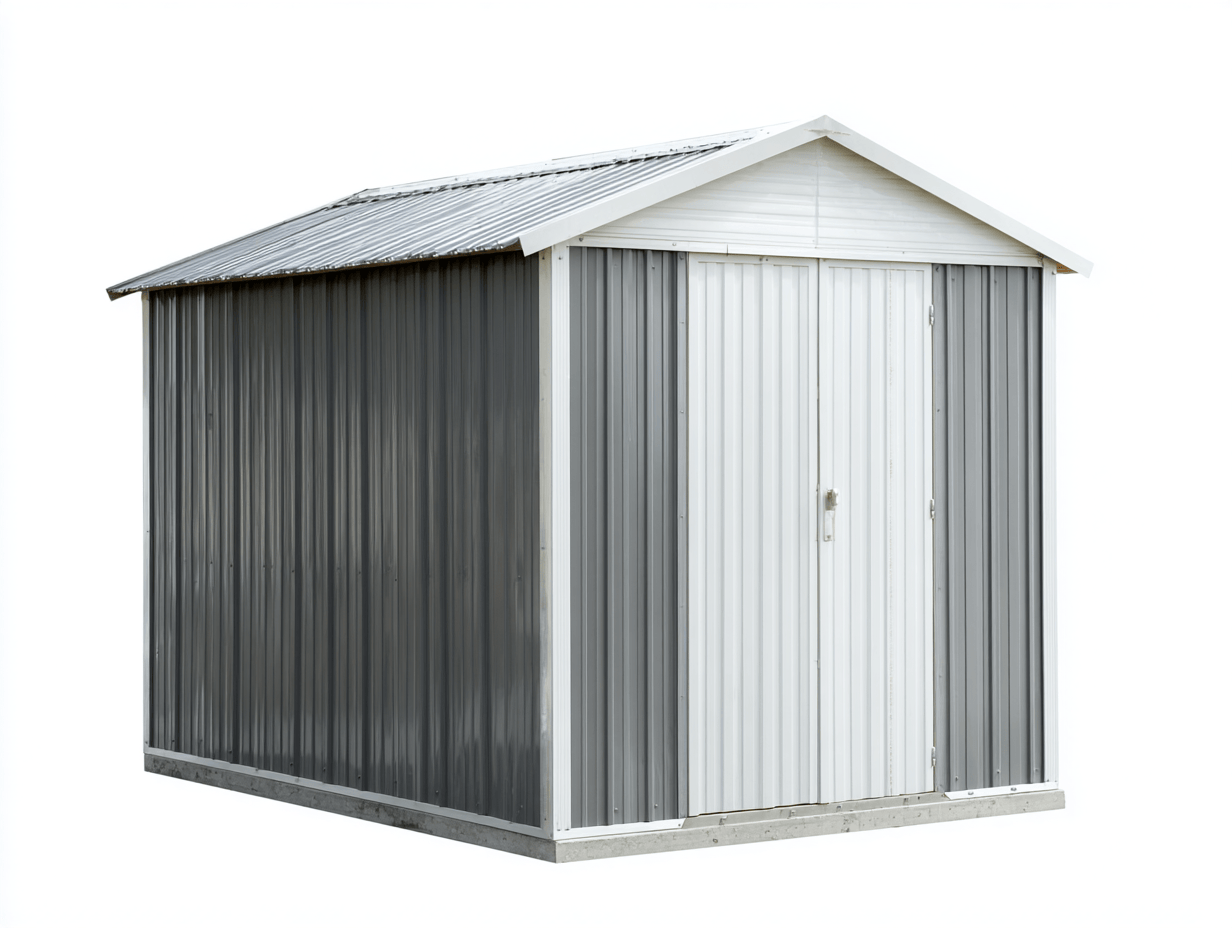 Abri de jardin en métal – gris foncé avec double porte – toiture à deux pans robuste-Nestete