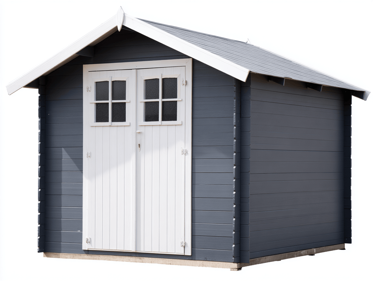 Abri de jardin en bois – gris foncé avec double porte vitrée – style chalet traditionnel-Nestete