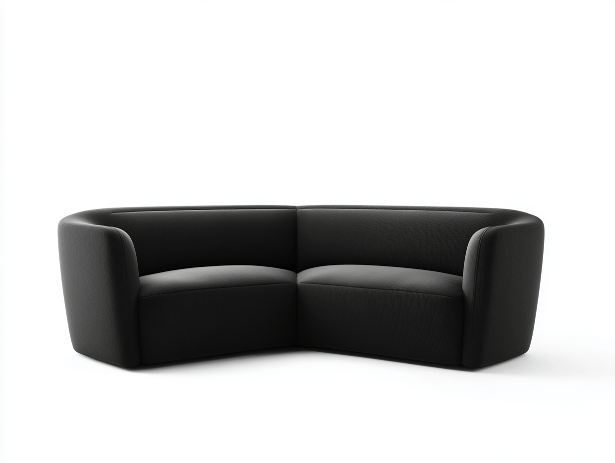 Canapé d’angle arrondi en tissu noir – design symétrique – style contemporain épuré-Nestete