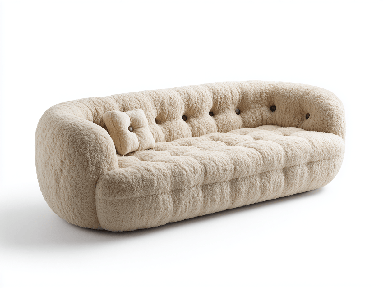 Canapé 3 places rond en tissu blanc cassé - Design rond - Style cocon-Nestete