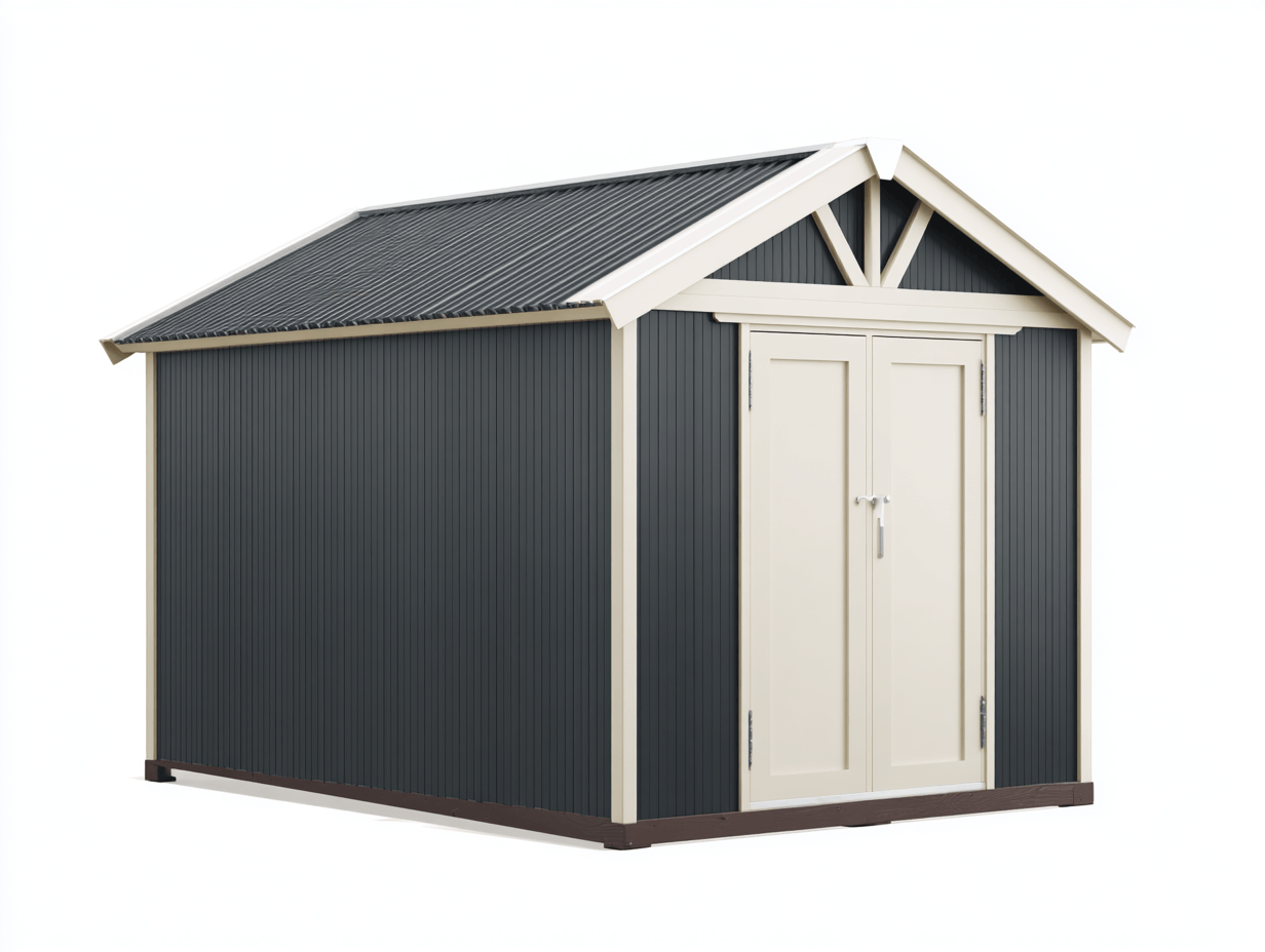 Abri de jardin en métal – gris anthracite avec portes crème – design moderne étanche-Nestete