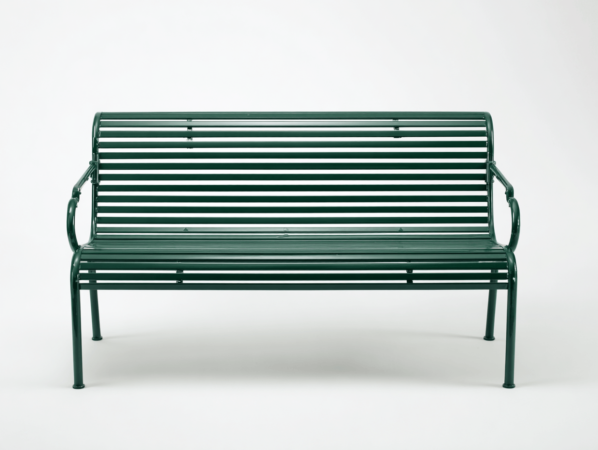 Banc de jardin en métal vert foncé – dossier incurvé – design moderne 2 places-Nestete