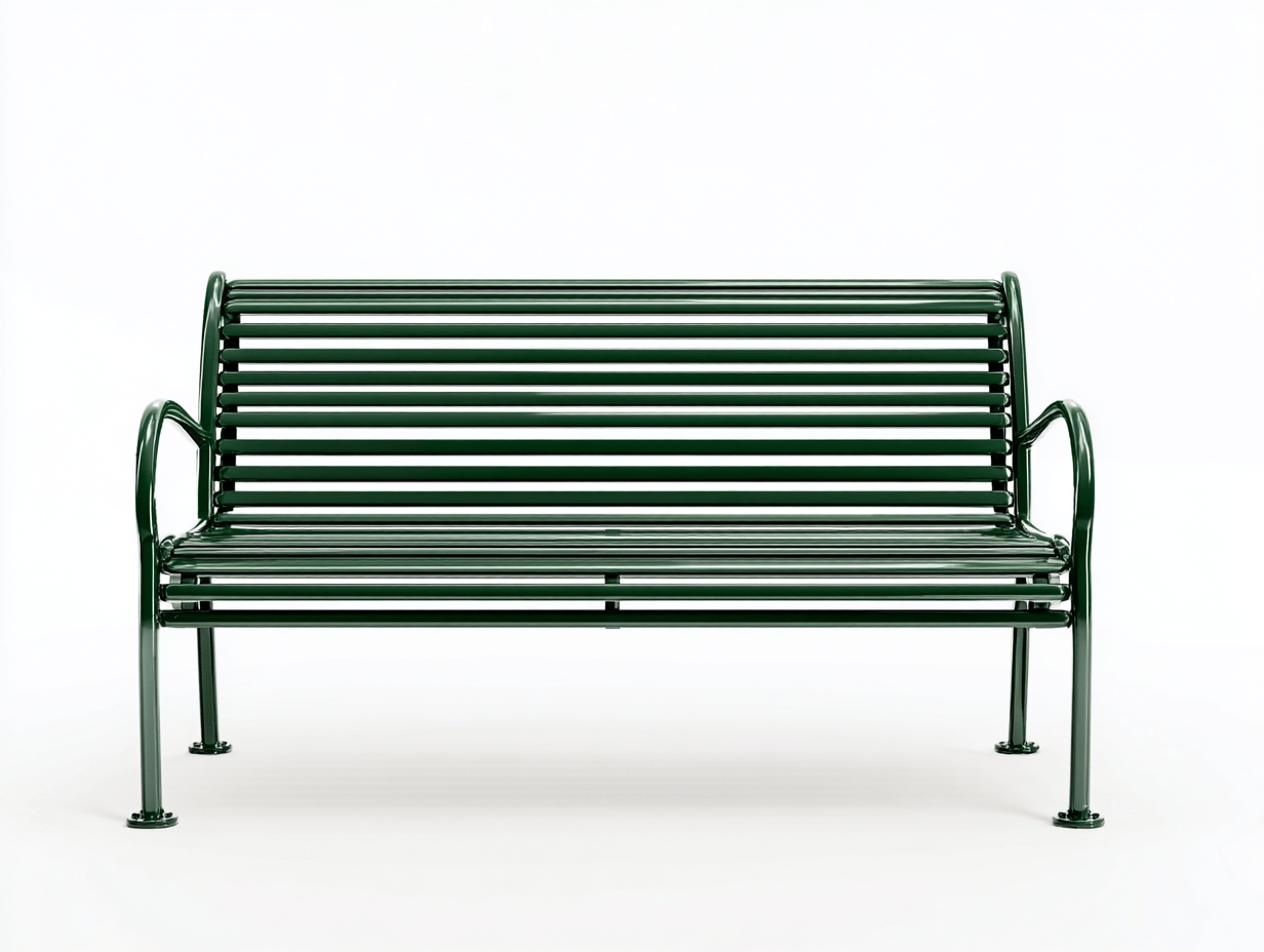 Banc de jardin en métal vert foncé – Design minimaliste – 2 places avec pieds à visser au sol-Nestete