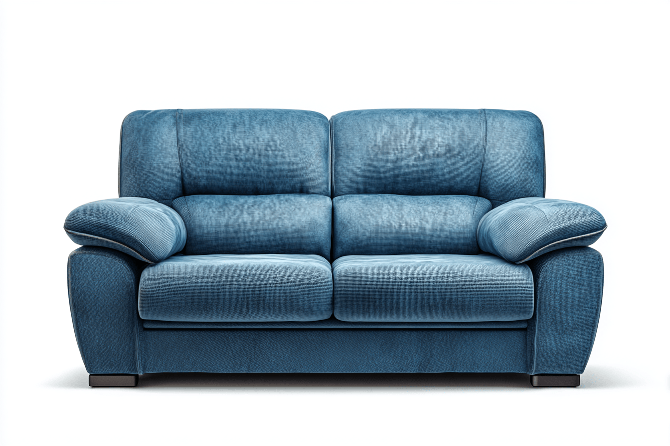 Canapé tissu bleu clair 2 places – avec accoudoirs rembourrés et appuie-têtes intégrés – design ergonomique pour salon-Nestete