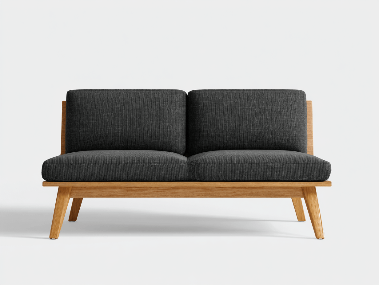 Canapé 2 places en tissu gris foncé – structure en bois massif – style scandinave-Nestete