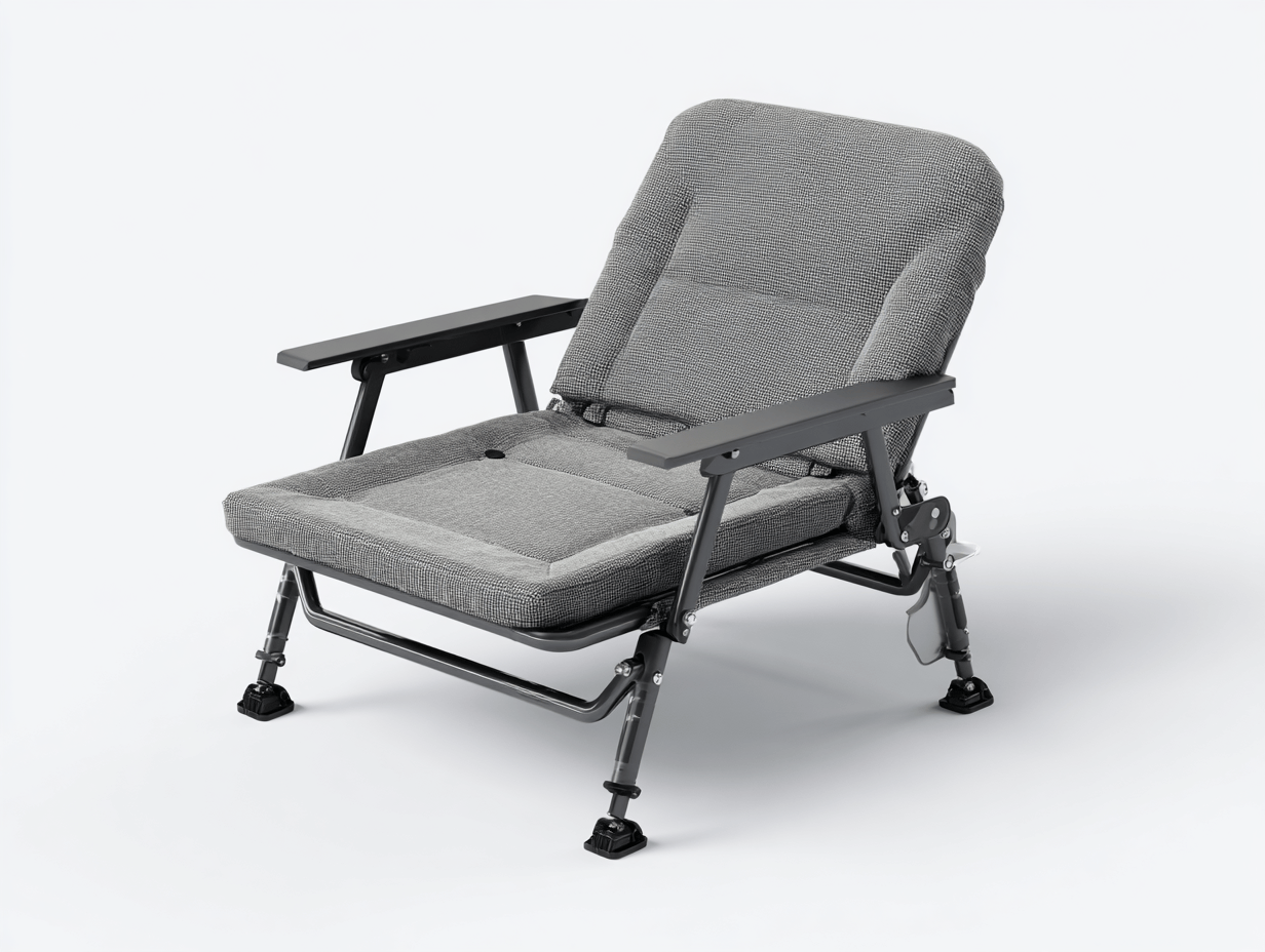 Chaise pliante tissu gris structure métal noire avec accoudoirs réglables – pour extérieur-Nestete