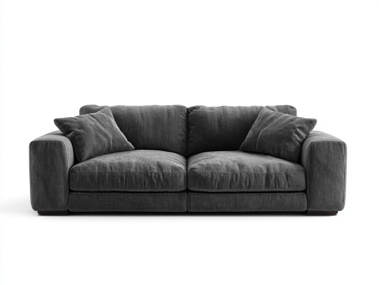 Canapé 3 places tissu – gris foncé – avec coussins et oreillers confortables-Nestete