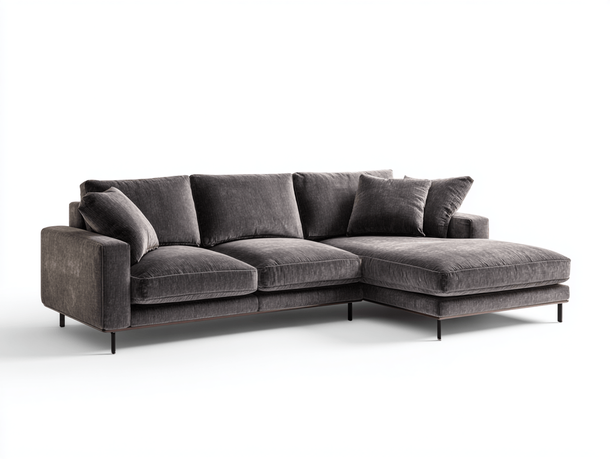 Canapé d'angle tissu – gris foncé – style moderne avec méridienne gauche-Nestete