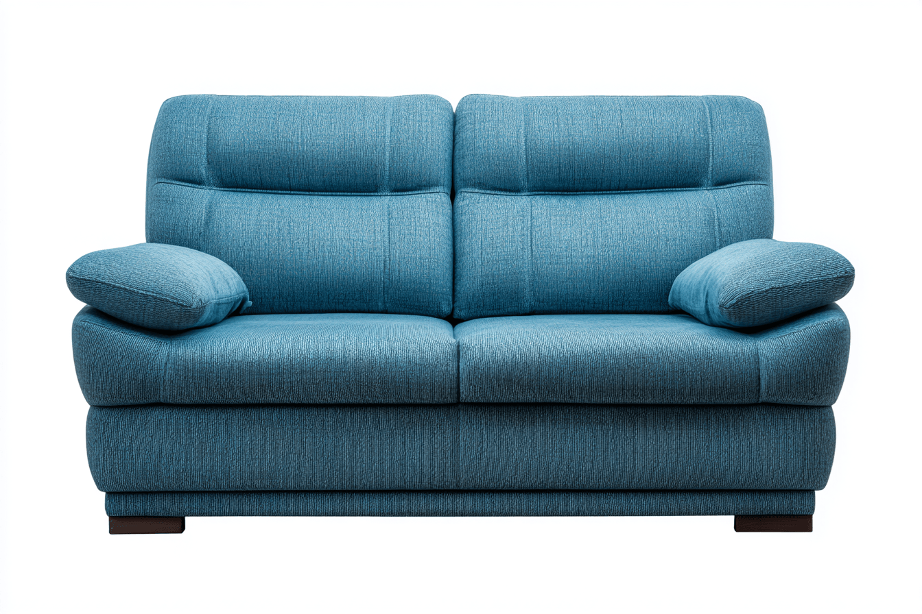 Canapé tissu bleu turquoise 2 places – avec 2 coussins d'accoudoir – dossier ergonomique – pour salon contemporain-Nestete