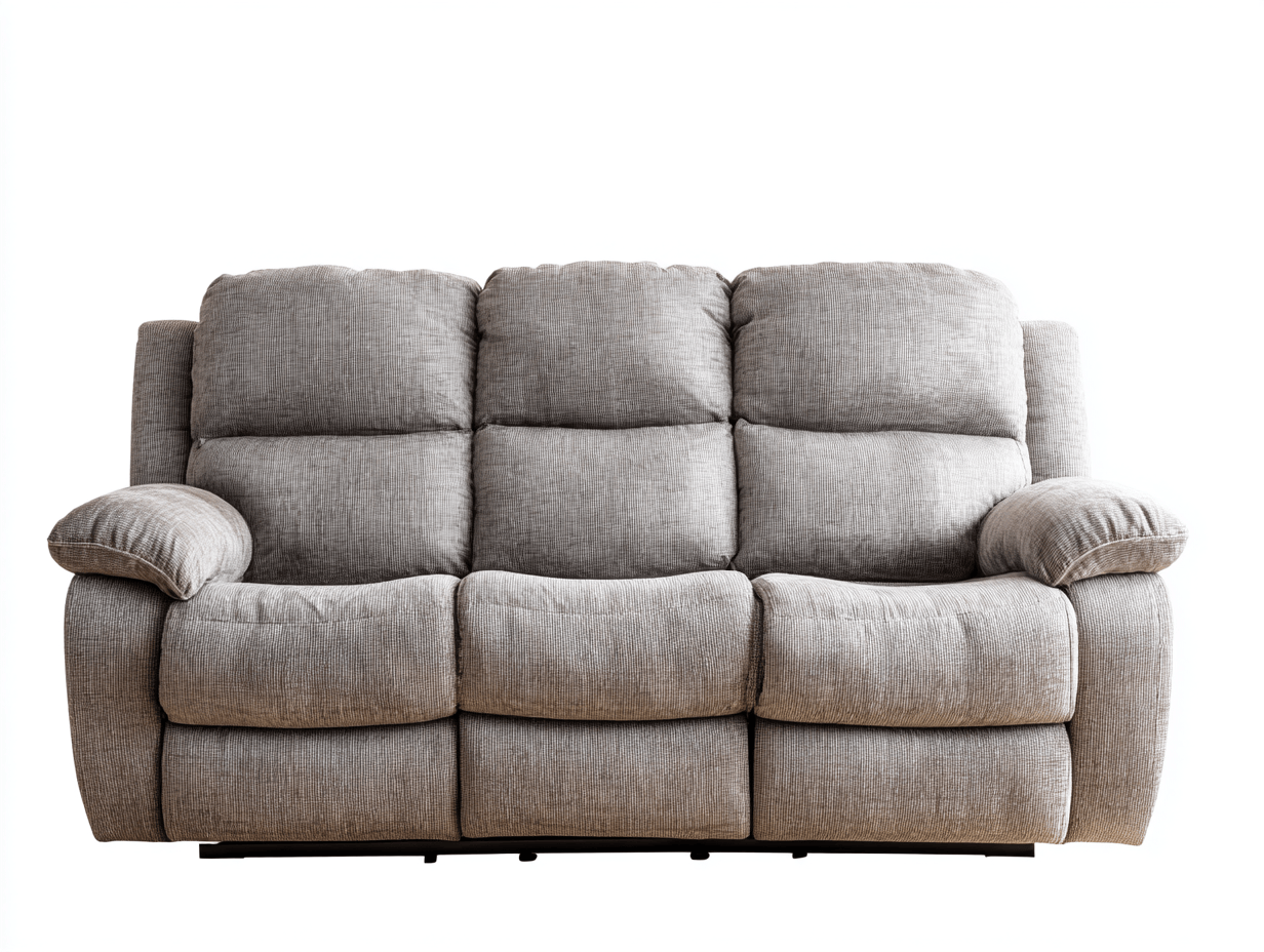 Canapé relax 3 places tissu texturé gris clair – assise profonde – mécanisme manuel inclinable-Nestete