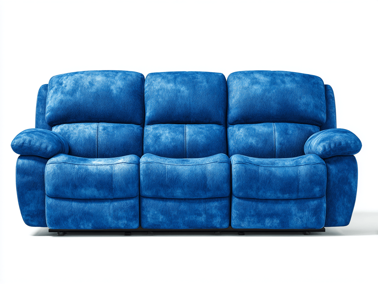 Canapé relax 3 places tissu – bleu intense – avec fonction inclinable triple et accoudoirs rembourrés-Nestete