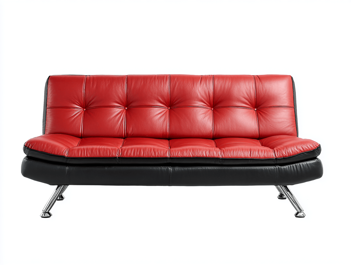 Canapé convertible 2 places en similicuir – rouge/noir – design épuré moderne-Nestete