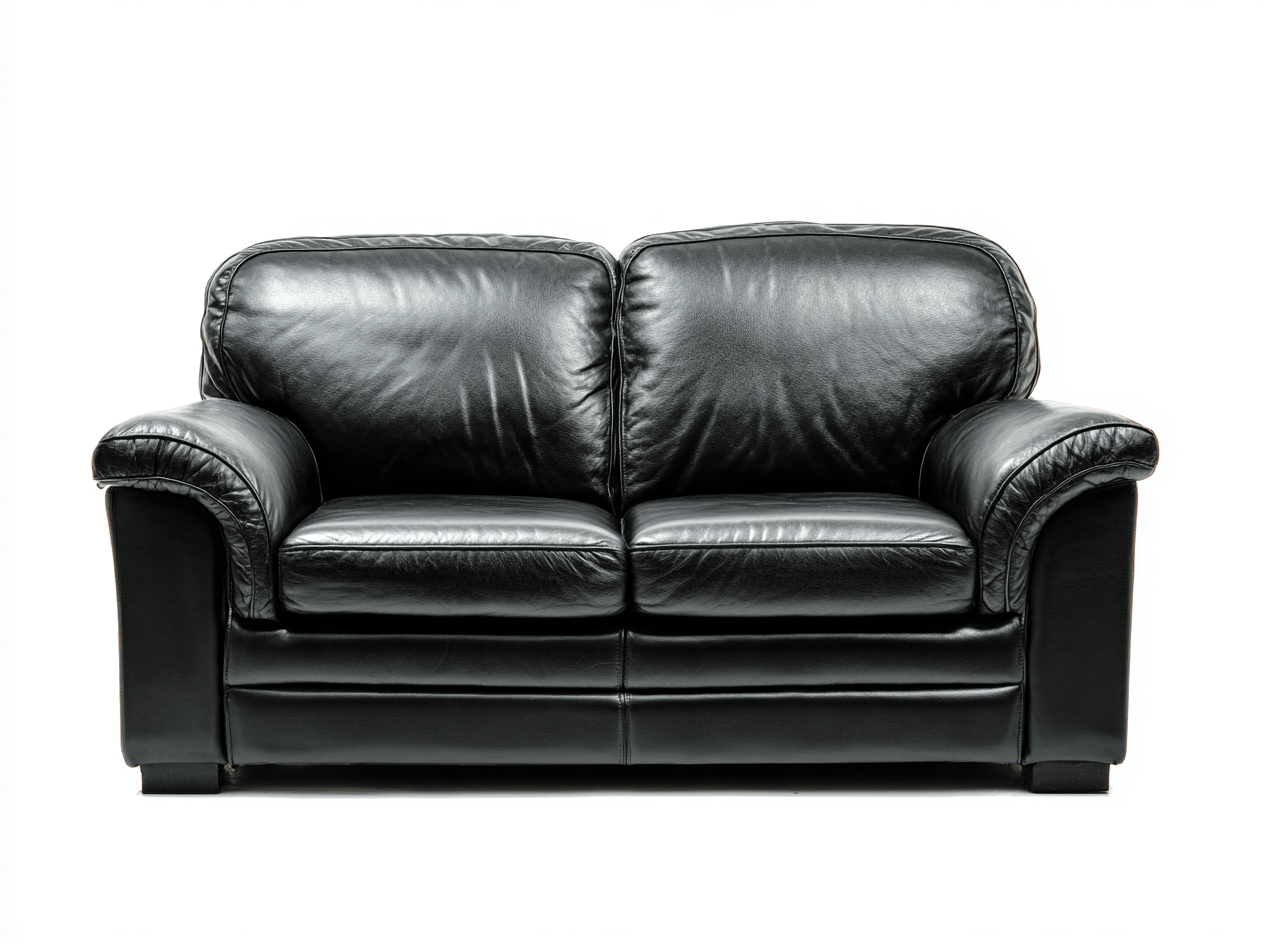 Canapé 2 places en cuir noir – style classique et confortable-Nestete