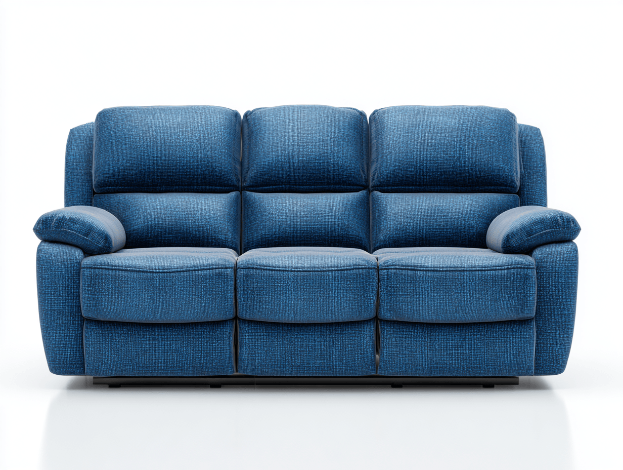 Canapé inclinable 3 places tissu bleu chiné – rembourrage moelleux – style contemporain-Nestete