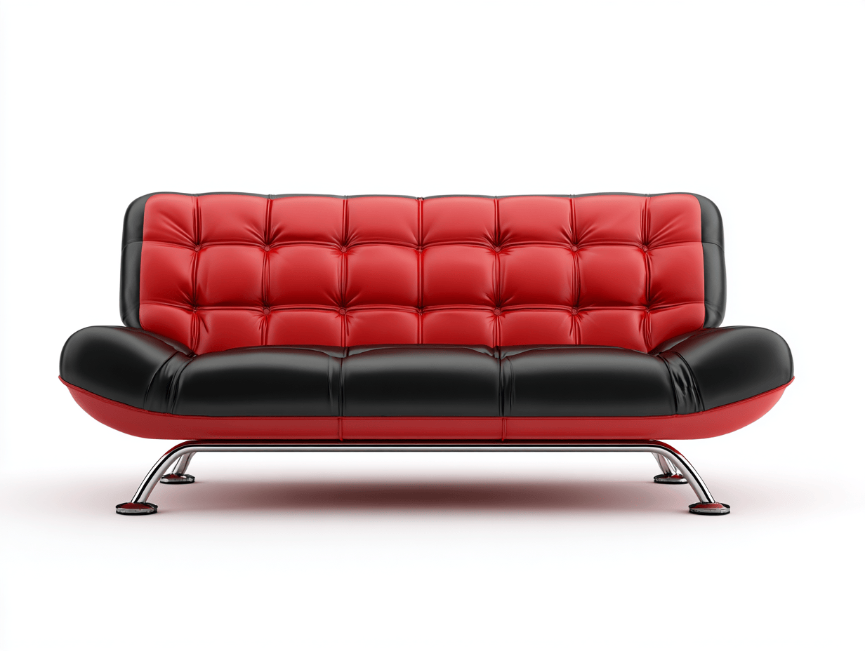 Canapé 2 places capitonné en similicuir – rouge/noir – style rétro moderne-Nestete