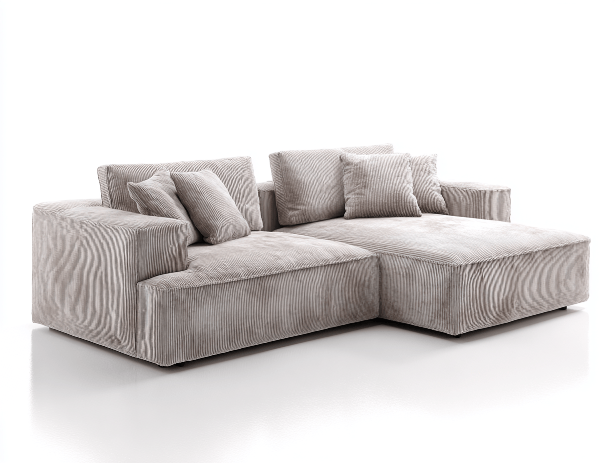 Canapé d'angle tissu – gris clair – style contemporain avec méridienne gauche-Nestete