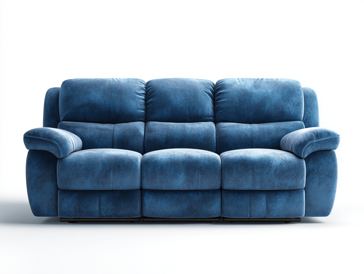 Canapé inclinable 3 places en tissu bleu – style moderne – confort rembourré-Nestete