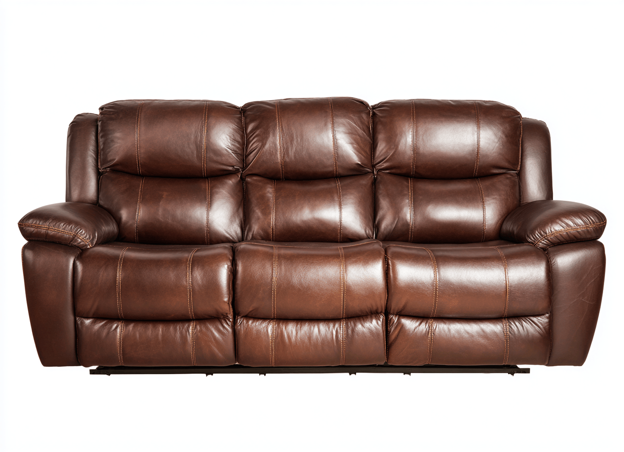 Canapé relax 3 places en cuir synthétique marron foncé – dossier haut – assise rembourrée – style classique américain-Nestete